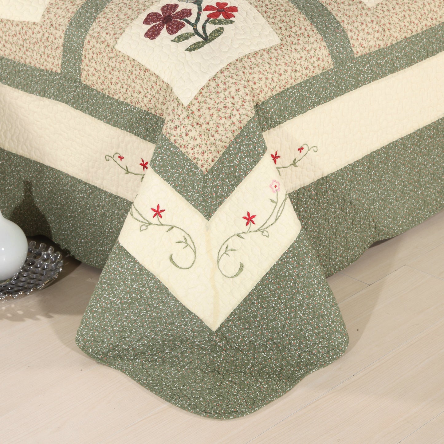 Cotton Quilted Water Wash Quilt Three-piece Set Four-piece Set Real Split Embroidered